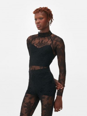 Primark Rita Ora Kanten Long Sleeve Bodysuit Dames Zwart | Nederland 43965-WMIG