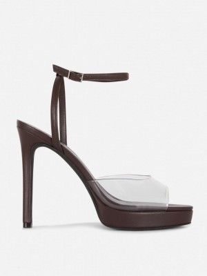 Primark Rita Ora Peep Neus Stiletto Heels Hakken Schoenen Dames Donkerbruin | Nederland 62714-PUZB