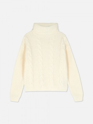 Primark Roll Neck Cable Knit Truien Meisjes Wit | Nederland 98657-LDXE