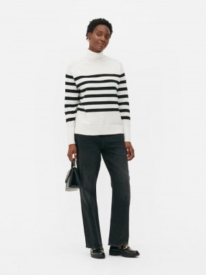 Primark Roll Neck Truien Dames Wit Zwart | Nederland 20478-NJMX
