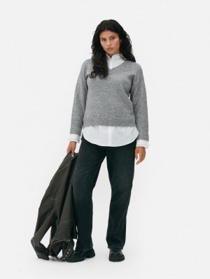 Primark Ruffle Collar Layered Truien Dames Grijs | Nederland 61357-WPRB