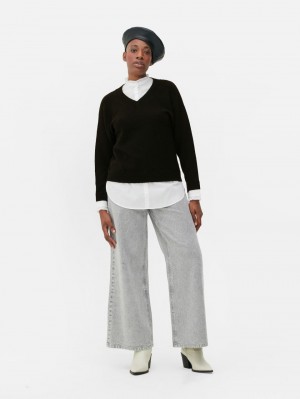 Primark Ruffle Collar Layered Truien Dames Zwart | Nederland 41237-PIJM
