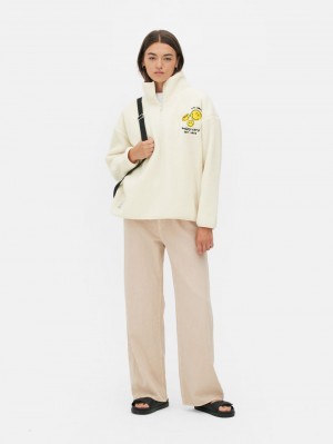 Primark SMILEYWORLD® Fleece Half-Zip Sweatshirt Dames Wit | Nederland 18023-ESGV