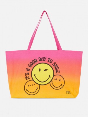 Primark SMILEYWORLD® XL Canvas Tote Tassen Dames Roze | Nederland 87905-IOVJ