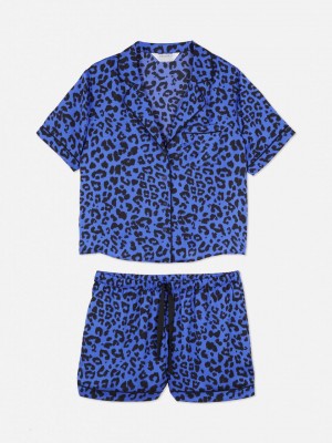 Primark Satin Cropped Pajama Top & Set Pyjama Dames Blauw | Nederland 25481-PVHU