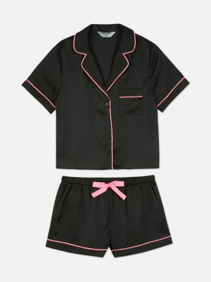 Primark Satin nightshirt and Pajama Set Pyjama Dames Zwart | Nederland 24713-DROL