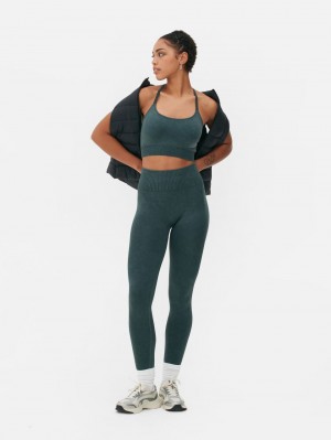 Primark Seamfree Cross Riemen Performance Crop Top Dames Groen | Nederland 51690-XRFM