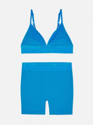 Primark Seamfree High Shine Kort and Bralette Set BH Dames Diepblauw | Nederland 42036-UOXS