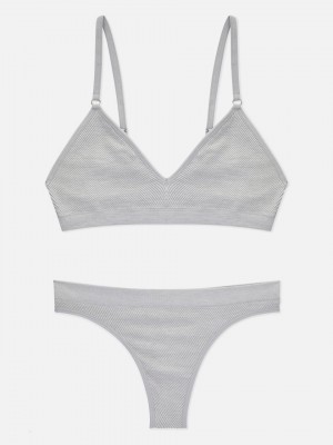 Primark Seamfree Triangle Bralette & String Set BH Dames Grijs | Nederland 51874-JLGI