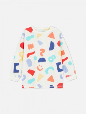 Primark Shape Print Long Sleeve T-shirts Jongens Wit | Nederland 60249-QPBF