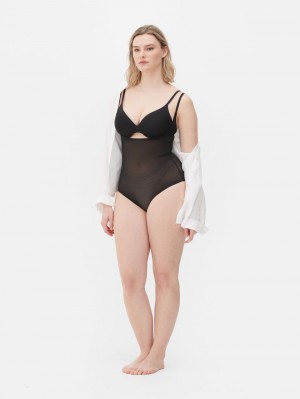 Primark Shapewear Open-Bust Mesh Bodysuit Dames Zwart | Nederland 85493-DVQM
