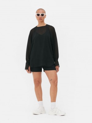 Primark Sheer Long Sleeve Blouse Dames Zwart | Nederland 27681-BPCX