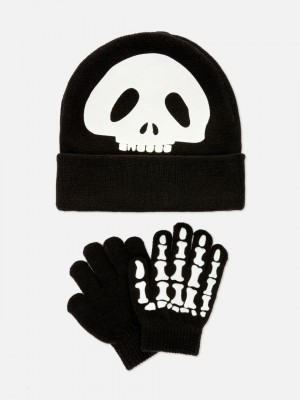 Primark Skeleton and Gloves Set Muts Jongens Zwart | Nederland 62014-TCHW