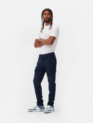 Primark Slim Fit Cargo Jeans Heren Donkerblauw | Nederland 34058-USOY