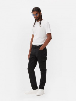 Primark Slim Fit Cargo Jeans Heren Zwart | Nederland 92738-CJOU