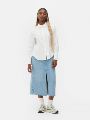 Primark Slim Fit Katoenen Poplin Overhemd Dames Wit | Nederland 42589-KAUI