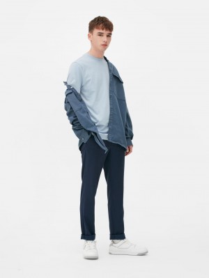 Primark Slim Fit T-shirts Heren Lichtblauw | Nederland 03298-UQAD