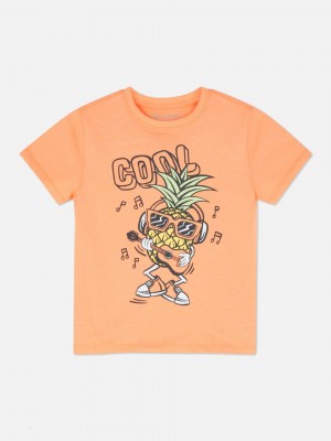 Primark Slogan Katoenen T-shirts Jongens Oranje | Nederland 39061-VSWN