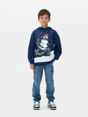 Primark Snowman Print Hoodie Jongens Donkerblauw | Nederland 32458-JKCF