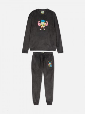 Primark SpongeBob SquarePants Fleece Broek Heren Grijs | Nederland 10396-KLFG