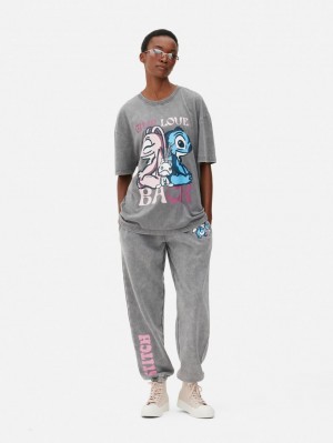 Primark Stitch & Angel Oversized Grafische T-shirts Dames Grijs | Nederland 70698-GXSP