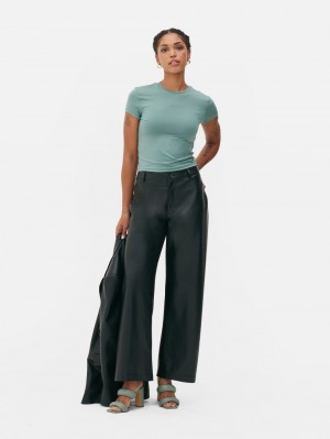 Primark Stretch Crew Neck T-shirts Dames Olijfgroen | Nederland 18037-TKQC