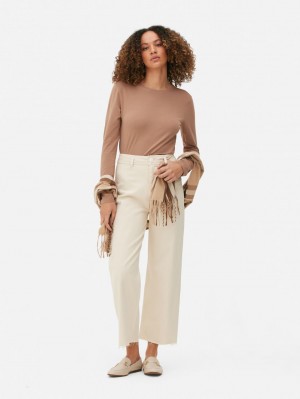 Primark Stretch Long Sleeve T-shirts Dames Beige | Nederland 50971-VGFB