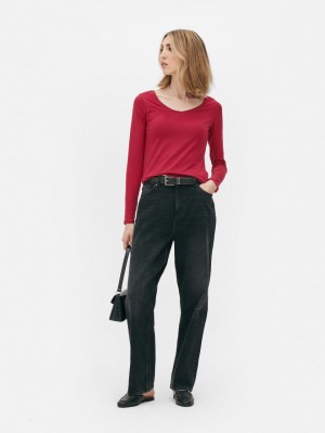 Primark Stretch Long Sleeve T-shirts Dames Donkerrood | Nederland 17960-LFVO