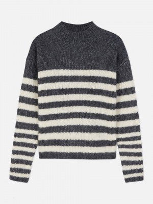 Primark Stripe Mock Neck Truien Meisjes Grijs | Nederland 89723-TIQH