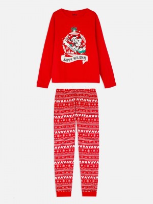 Primark Stripfiguren Printed Full-Length Pyjama Dames Rood | Nederland 75043-YWXF