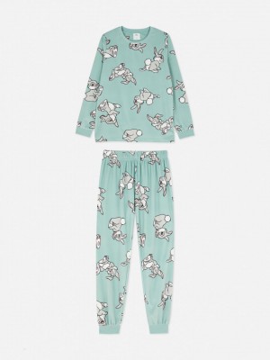Primark Stripfiguren Velour Pyjama Dames Mintgroen | Nederland 96125-VXTI