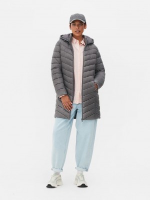 Primark Super Light Longline Puffer Jas Dames Donkergrijs | Nederland 85461-JVLA