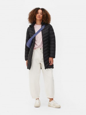 Primark Super Light Longline Puffer Jas Dames Zwart | Nederland 47160-MSNP