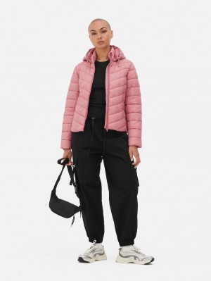 Primark Super Light Met Capuchon Gewatteerd Jas Dames Donkerroze | Nederland 98103-UYCL