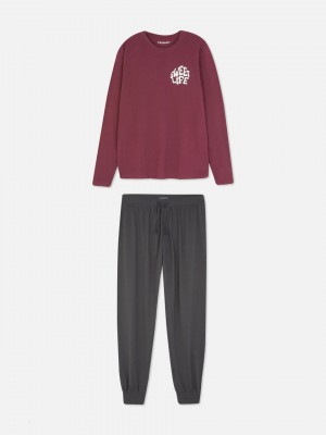 Primark T-Shirt and Pajama Set T-shirts Heren Bordeaux | Nederland 03517-FMPR