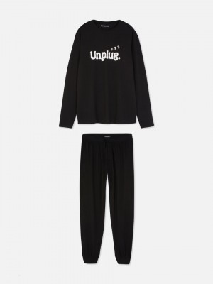 Primark T-Shirt and Pajama Set T-shirts Heren Zwart | Nederland 91368-HJZE
