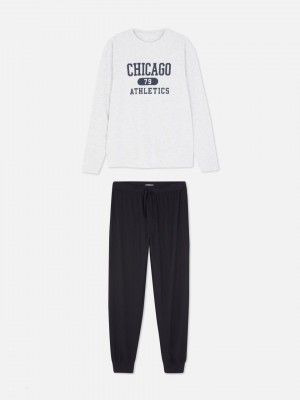 Primark T-Shirt and Pajama Set T-shirts Heren Grijs | Nederland 37125-HDEZ