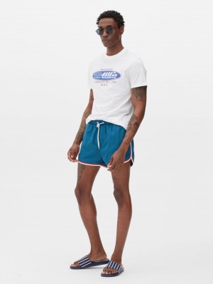 Primark Tech Logo Print T-shirts Heren Wit | Nederland 56829-MFDE