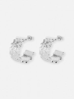 Primark Textured Brede Hoop Oorbellen Dames Wit | Nederland 36789-YZRK
