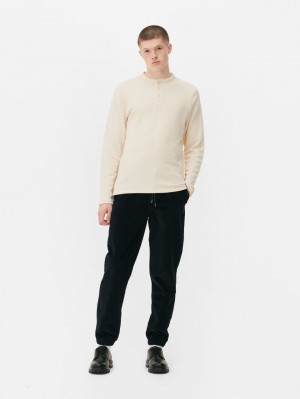 Primark Textured Long Sleeve Henley T-shirts Heren Wit | Nederland 60314-QUIT