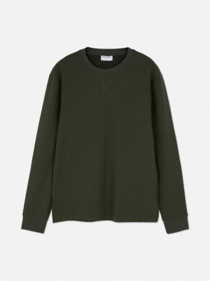 Primark Textured Long Sleeve Pajama Pyjama Heren Olijfgroen | Nederland 58173-VLNS