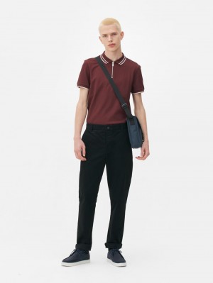 Primark Textured Polo Overhemd Heren Bordeaux | Nederland 37150-CPQV