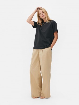 Primark The Edit Crew Neck T-shirts Dames Zwart | Nederland 15437-VXZL