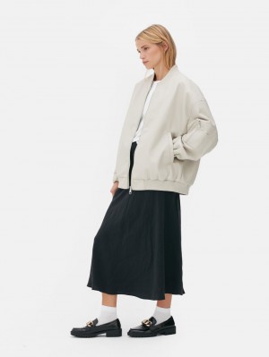 Primark The Edit Faux Leren Bomber Jas Dames Lichtgrijs | Nederland 53790-MFIN