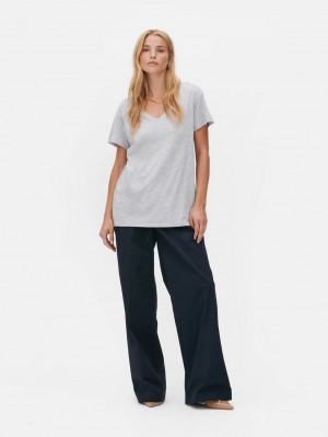 Primark The Edit V-Neck T-shirts Dames Lichtgrijs | Nederland 17489-GTAR