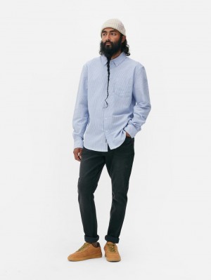 Primark The Stronghold Gestreept Oxford Overhemd Heren Blauw | Nederland 31058-CZIK