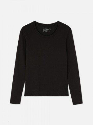 Primark Thermal Long Sleeve Top T-shirts Dames Zwart | Nederland 82301-CFEB