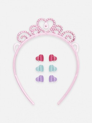 Primark Tiara & Hair Clips Set Hoofdband Meisjes Roze | Nederland 64893-GMPY