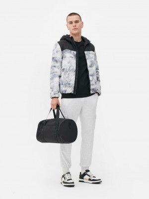 Primark Tie-Dye Met Capuchon Puffer Jas Heren Zwart Wit | Nederland 86234-HTJD