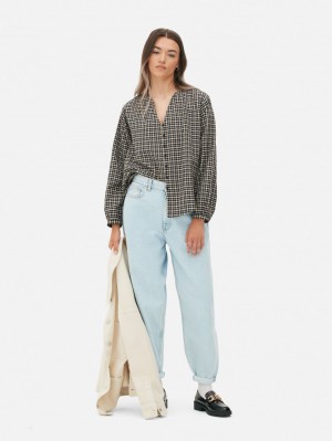 Primark V-Neck Buttoned Blouse Dames Zwart | Nederland 76042-OPGU